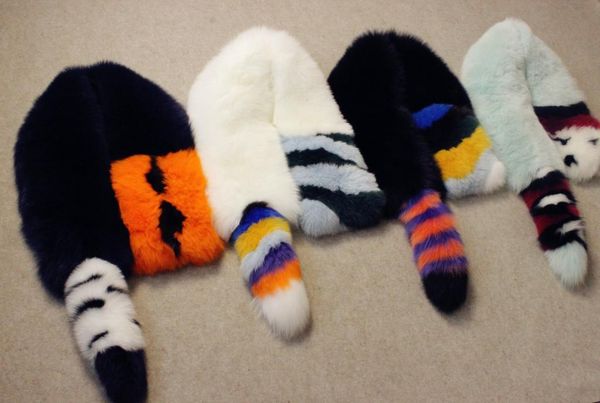 leather necklace suede fox skin grass warm winter scarf shawl, Blue;gray 
leather necklace suede fox skin grass warm winter scarf shawl, Blue;gray