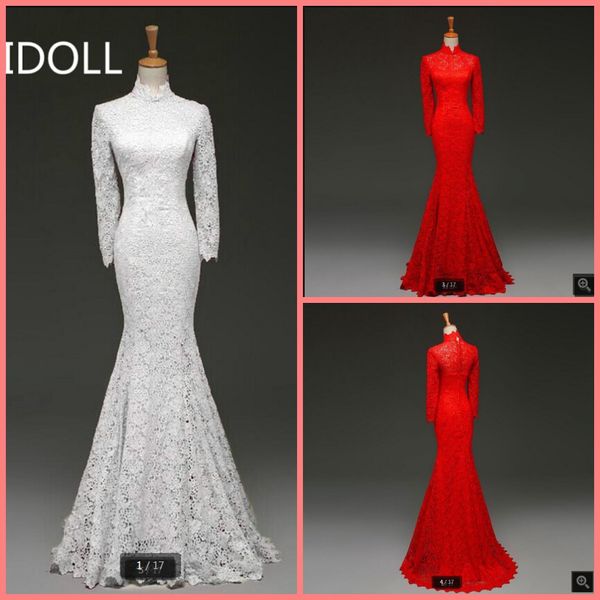 vestido de novia 2021 mermaid white/red lace high neck modest wedding dress long sleeve muslim women wedding gowns selling
vestido de novia 2021 mermaid white/red lace high neck modest wedding dress long sleeve muslim women wedding gowns selling