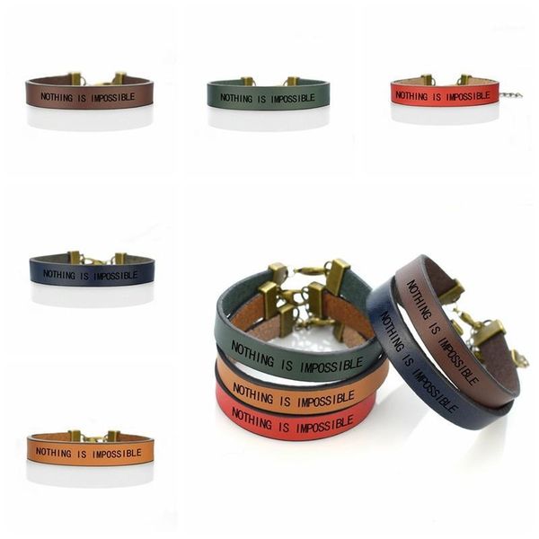 "nothing is impossible" leather engraved bracelet friends trendy jewelry of birthday gift for friendship men women unisex1, Golden;silver
"nothing is impossible" leather engraved bracelet friends trendy jewelry of birthday gift for friendship men women unisex1, Golden;silver