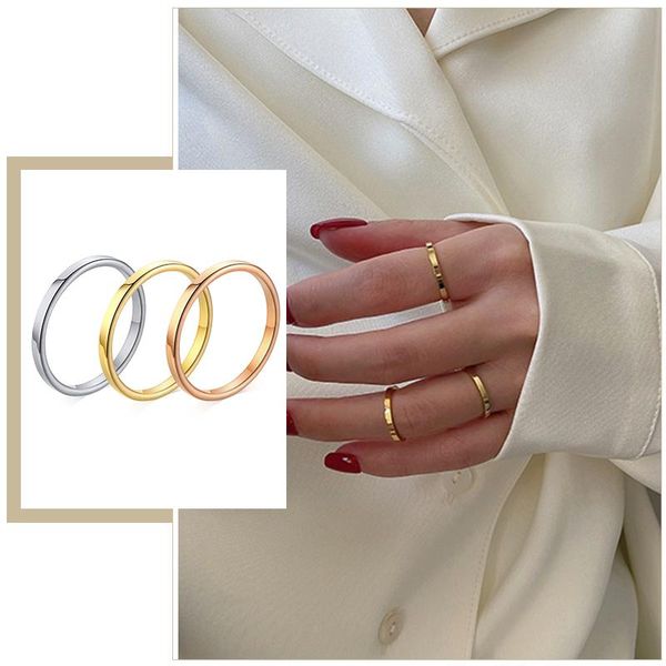 cluster rings simple minimalist 2mm women chic stainless steel anti allergy metal tail ring classic elegant lady party finger jewelry, Golden;silver
cluster rings simple minimalist 2mm women chic stainless steel anti allergy metal tail ring classic elegant lady party finger jewelry, Golden;silver
