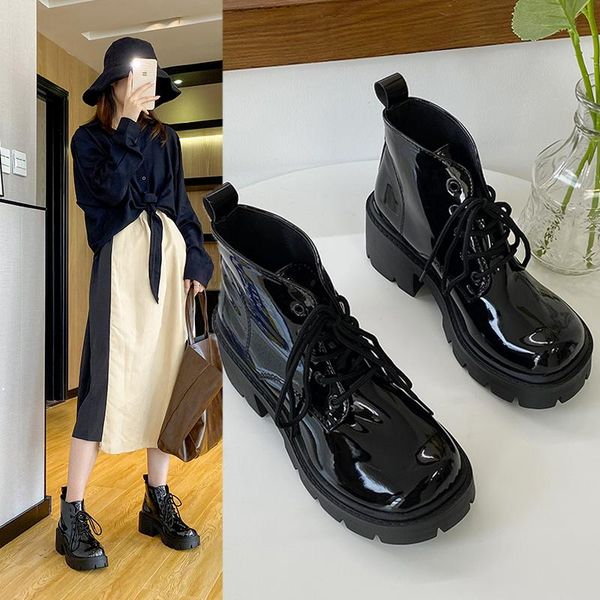 lace up boots leather women's shoes platform round toe boots-women luxury designer med lolita ladies autumn 2020 rubber, Black
lace up boots leather women's shoes platform round toe boots-women luxury designer med lolita ladies autumn 2020 rubber, Black