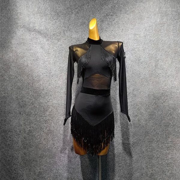 2020 new black long sleeve tassel design latin dance dress dancing performance women dress ballroom samba tango t048-21, Black;red
2020 new black long sleeve tassel design latin dance dress dancing performance women dress ballroom samba tango t048-21, Black;red