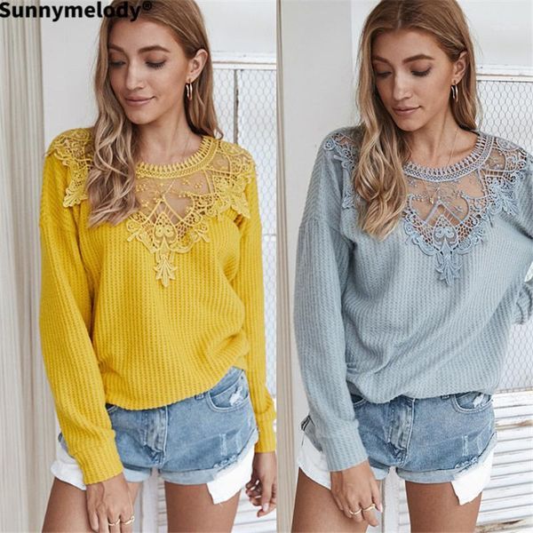 women's sweaters 2021 lace patchwork hollow out design sweater women solid casual loose long sleeve pulloverautumnwinterfashion knitted, White;black
women's sweaters 2021 lace patchwork hollow out design sweater women solid casual loose long sleeve pulloverautumnwinterfashion knitted, White;black