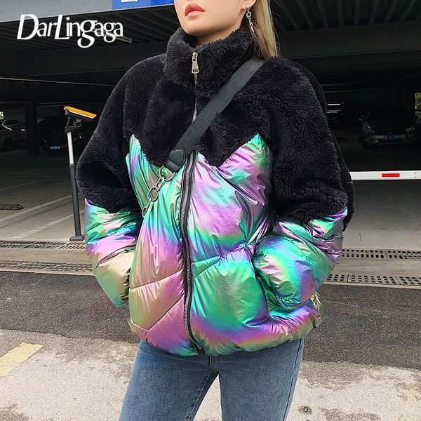 fashion holographic winter coat women warm parka faux fur patchwork womens down jacket outwear zipper coats overcoat t200116, Black
fashion holographic winter coat women warm parka faux fur patchwork womens down jacket outwear zipper coats overcoat t200116, Black
