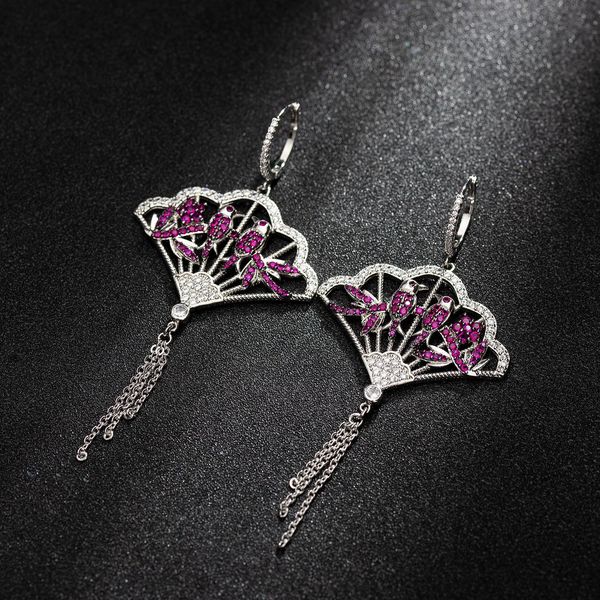 european and american high-end autumn and winter new products micro-inlaid zircon fan-shaped earrings long tassel earrings, Silver
european and american high-end autumn and winter new products micro-inlaid zircon fan-shaped earrings long tassel earrings, Silver