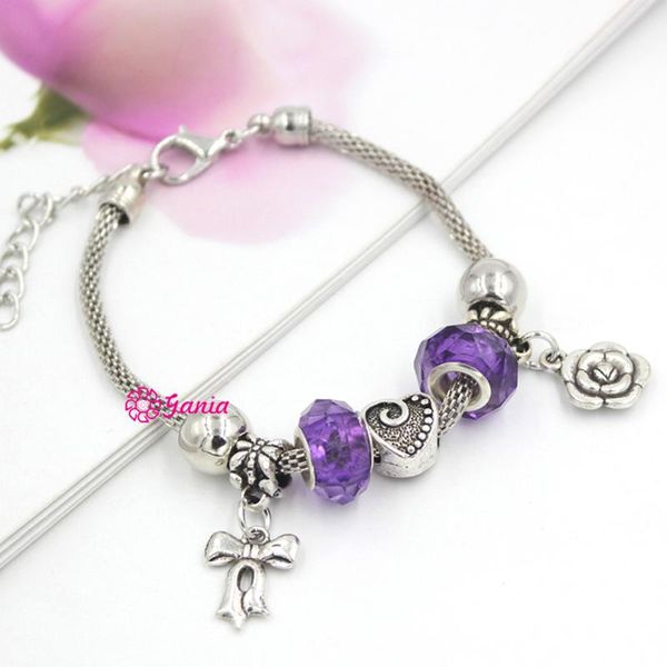 charm bracelets 10pcs/lot wholesale women bracelet european purple bead rose flowr bowknot for mother's day mom gift pulsera, Golden;silver
charm bracelets 10pcs/lot wholesale women bracelet european purple bead rose flowr bowknot for mother's day mom gift pulsera, Golden;silver