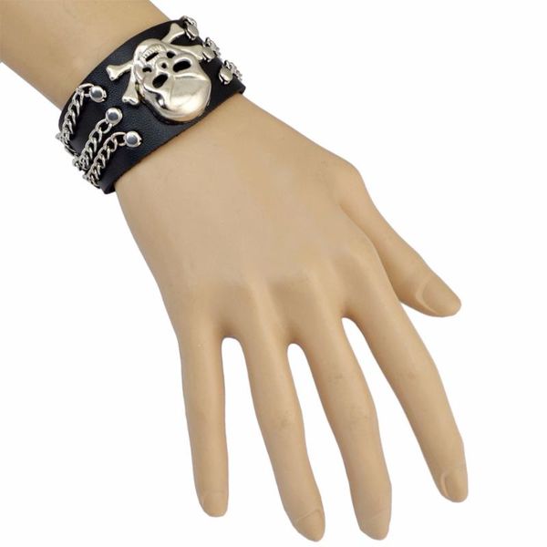 idealway punk personality wide black brown leather adjustable skeleton skull bangles bracelets women men jewelry, Golden;silver
idealway punk personality wide black brown leather adjustable skeleton skull bangles bracelets women men jewelry, Golden;silver