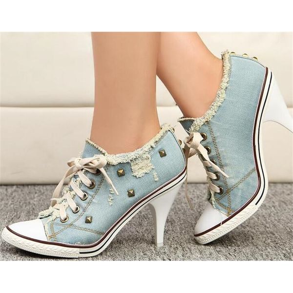fashions springtime lace up to denim bombs ladies dressed in women's shoes only casual style studded high heels cdmr, Black
fashions springtime lace up to denim bombs ladies dressed in women's shoes only casual style studded high heels cdmr, Black