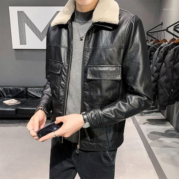 2020 winter leather jaket men plush fur coat detachable fur collar faux coats, Black
2020 winter leather jaket men plush fur coat detachable fur collar faux coats, Black