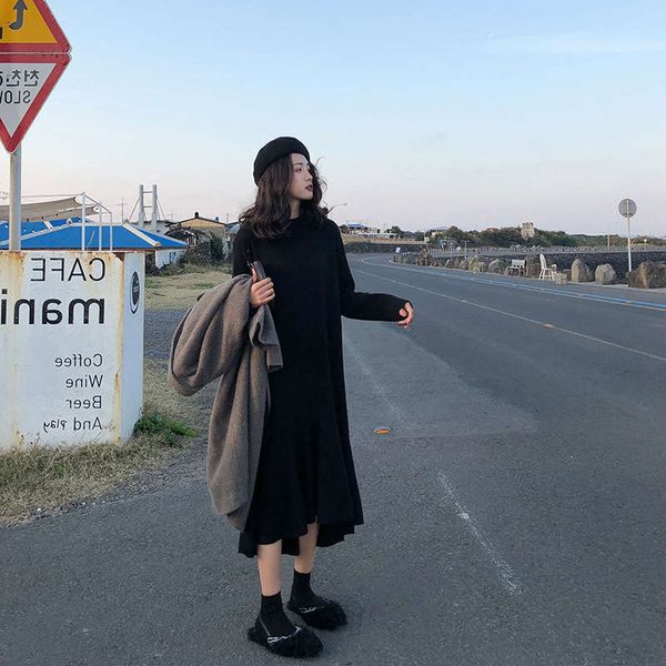net red 2020 autumn skirt knitted bottomed wool over the knee shows thin french minority long sleeve dress, Black;gray
net red 2020 autumn skirt knitted bottomed wool over the knee shows thin french minority long sleeve dress, Black;gray
