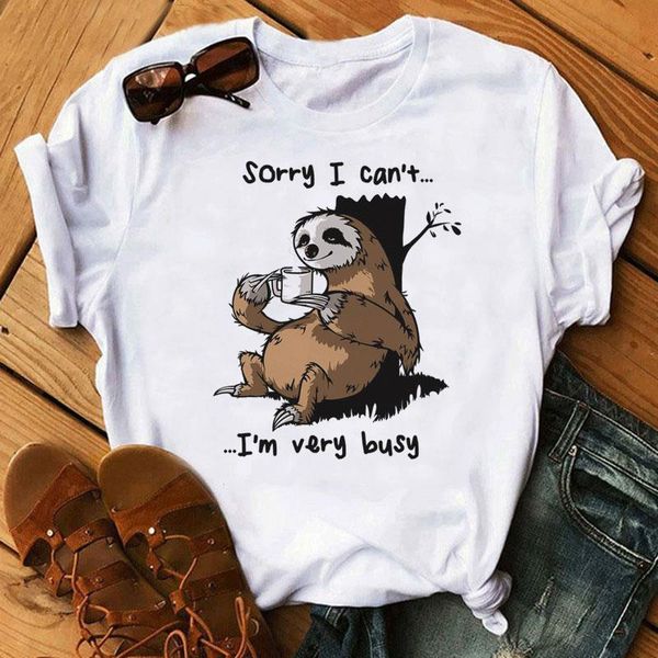 fashion cotton female t-shirts short sleeve plus size women t shirt sloth printing harajuku tee tshirt femme, White
fashion cotton female t-shirts short sleeve plus size women t shirt sloth printing harajuku tee tshirt femme, White
