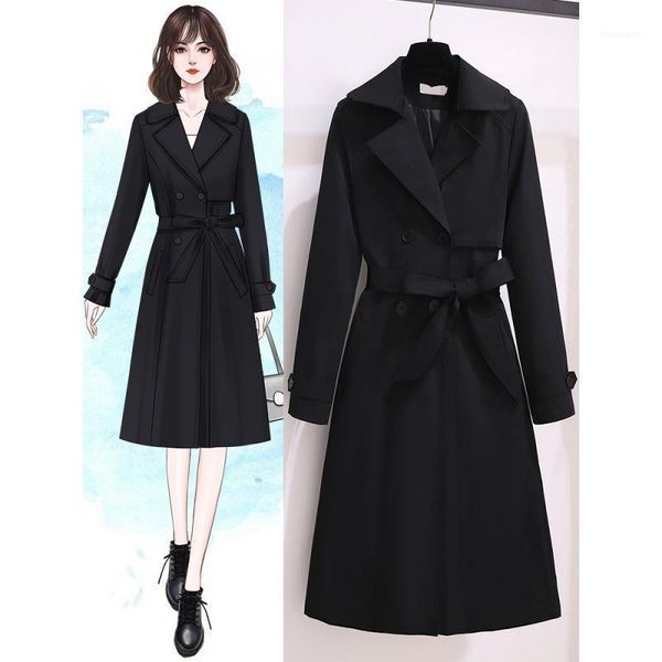 korean women's trench coat double breasted slim outwear with belt 2021 new spring autumn medium length jacket large size1, Tan;black
korean women's trench coat double breasted slim outwear with belt 2021 new spring autumn medium length jacket large size1, Tan;black