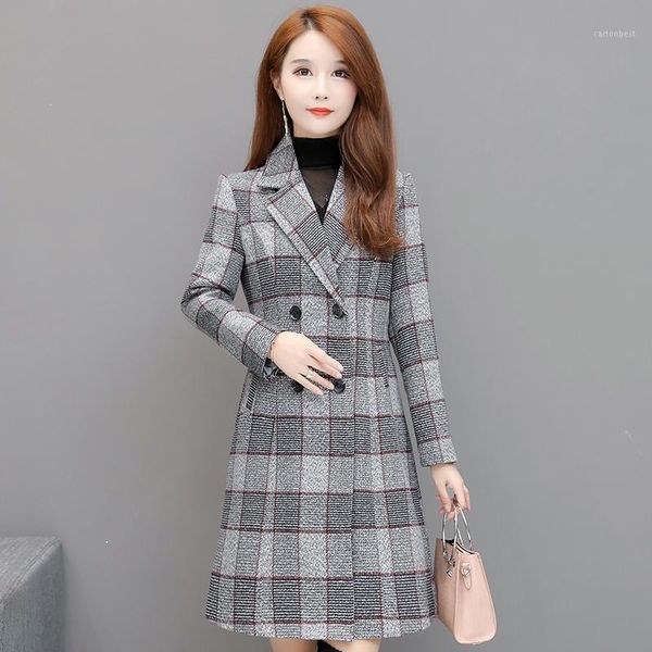 women's wool & blends 2021 coat slim women korean autumn winter female woolen fashion plaid jacket blend1, Black
women's wool & blends 2021 coat slim women korean autumn winter female woolen fashion plaid jacket blend1, Black