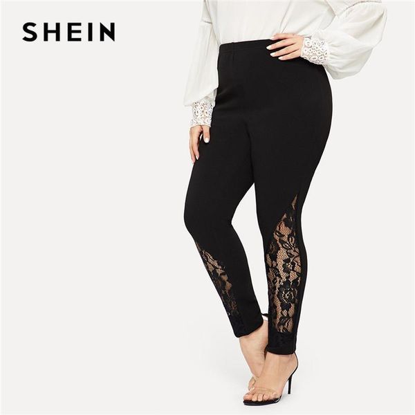 shein black casual elastic mid waist sheer lace insert pencil pants plus size women slim fit skinny trousers1, Black;white
shein black casual elastic mid waist sheer lace insert pencil pants plus size women slim fit skinny trousers1, Black;white
