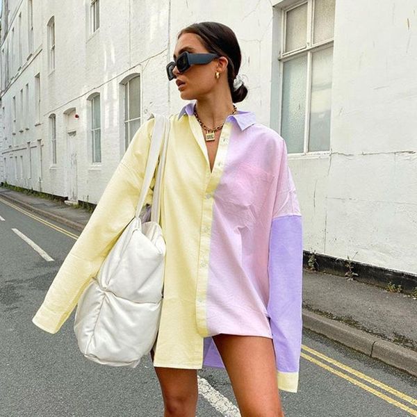 women's blouses & shirts bonjean patchwork and 2021 spring autumn clothing turn-down collar loose long sleeve women bj3141, White
women's blouses & shirts bonjean patchwork and 2021 spring autumn clothing turn-down collar loose long sleeve women bj3141, White