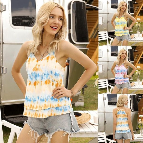 tie-dye ruffled camisole fashion v-neck bottoming 2020 summer women sleeveless casual loose t-shirt vest mujer1, White
tie-dye ruffled camisole fashion v-neck bottoming 2020 summer women sleeveless casual loose t-shirt vest mujer1, White