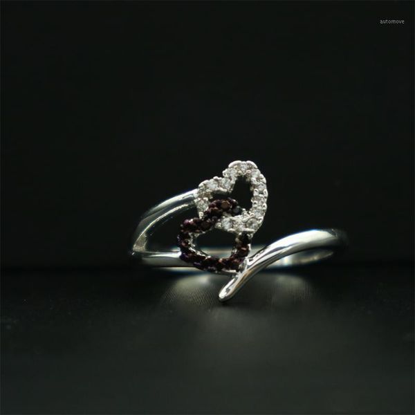 double love heart-shaped color separation women's ring silver-plated zircon ring silver color ladies hand wedding1, Slivery;golden
double love heart-shaped color separation women's ring silver-plated zircon ring silver color ladies hand wedding1, Slivery;golden