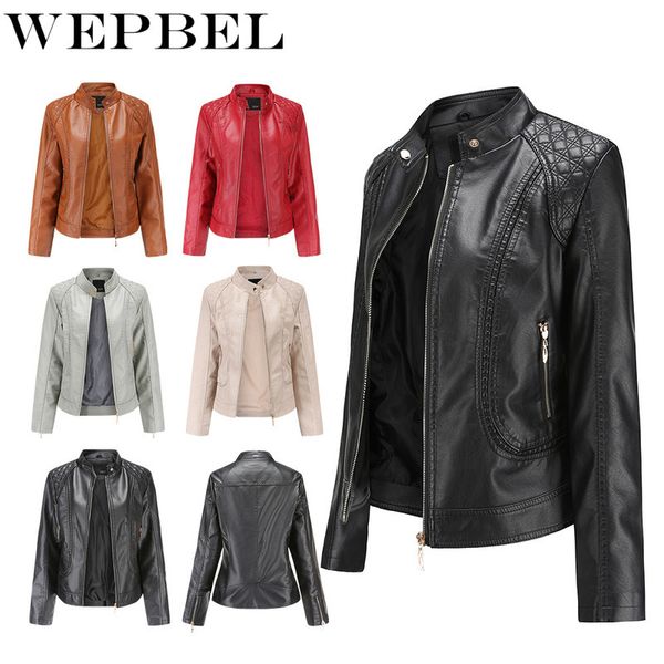 women's autumn winter stand collar pu jacket long sleeve zipper coat slim leather jacket coat punk motorcycle jacket q1210, Black
women's autumn winter stand collar pu jacket long sleeve zipper coat slim leather jacket coat punk motorcycle jacket q1210, Black