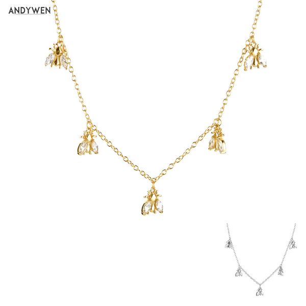 andywen 925 sterling silver long chain choker necklace bees charms crystal zircon jewelry party 2020 fashion fine jewels q1219, Golden;silver
andywen 925 sterling silver long chain choker necklace bees charms crystal zircon jewelry party 2020 fashion fine jewels q1219, Golden;silver