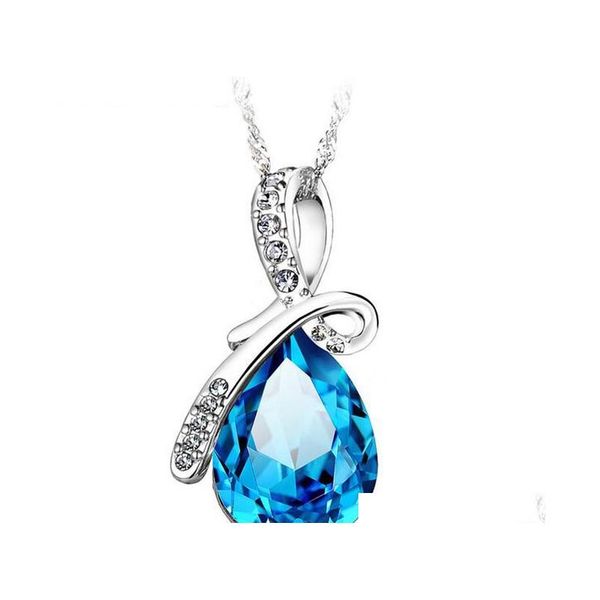 925 sterling silver pendant necklace luxurious blue austrian crystal angel's tear sapphire jewelry bohemian women wedding pendant brand
925 sterling silver pendant necklace luxurious blue austrian crystal angel's tear sapphire jewelry bohemian women wedding pendant brand