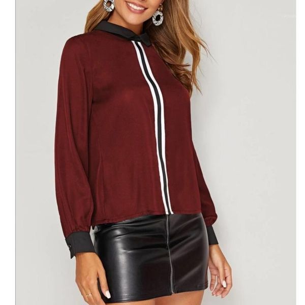 women casual panelled shirts lapel color matching webbing splicing long sleeves color collision chiffon shirts new summer 20201, White
women casual panelled shirts lapel color matching webbing splicing long sleeves color collision chiffon shirts new summer 20201, White