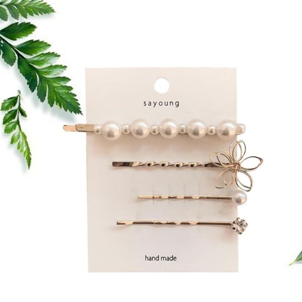 4 pcs pearl hair clips short barrettes bobby pin hair pins for ladies and girls 
4 pcs pearl hair clips short barrettes bobby pin hair pins for ladies and girls