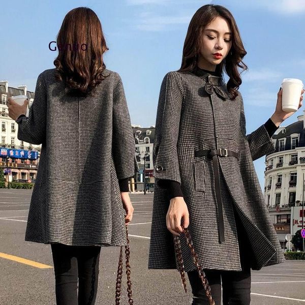 women's wool & blends autumn korean splicing stand collar single-breasted seven-point sleeves fresh and lovely long cloak coat, Black
women's wool & blends autumn korean splicing stand collar single-breasted seven-point sleeves fresh and lovely long cloak coat, Black