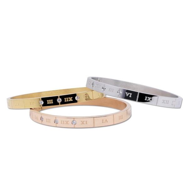 bangle fashion stainless steel roman numeral bracelets&bangles for women men rhinestone cuff open bangles wedding jewelry, Black
bangle fashion stainless steel roman numeral bracelets&bangles for women men rhinestone cuff open bangles wedding jewelry, Black