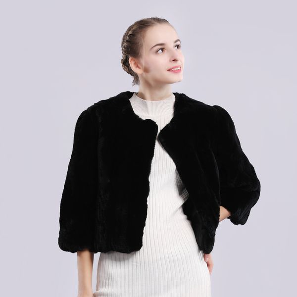 new autumn style genuine real winter fur coat of women fashion rabbit lady rex leather short, Black
new autumn style genuine real winter fur coat of women fashion rabbit lady rex leather short, Black