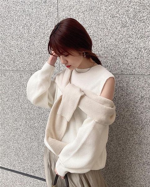 2020 autumn and winter japanese women's sweet off-shoulder puff sleeve fake two-piece sweater sweater1, White;black
2020 autumn and winter japanese women's sweet off-shoulder puff sleeve fake two-piece sweater sweater1, White;black