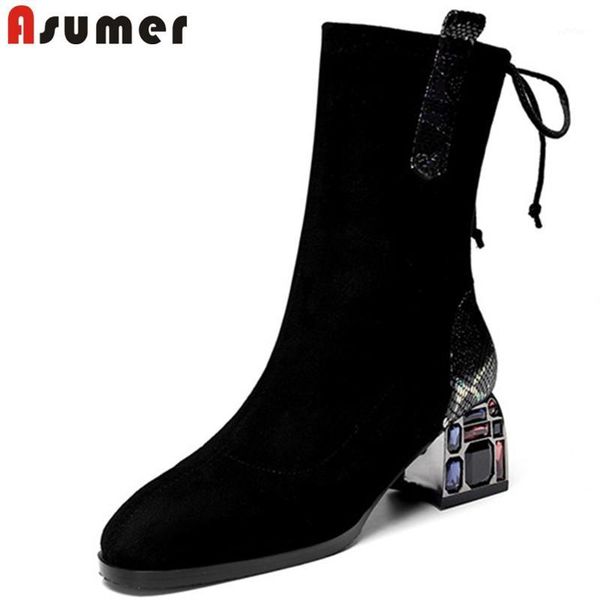 asumer 2020 new arrival flock elastic force ankle boots women crystal lace up square heels casual shoes woman winter snow boots1, Black
asumer 2020 new arrival flock elastic force ankle boots women crystal lace up square heels casual shoes woman winter snow boots1, Black