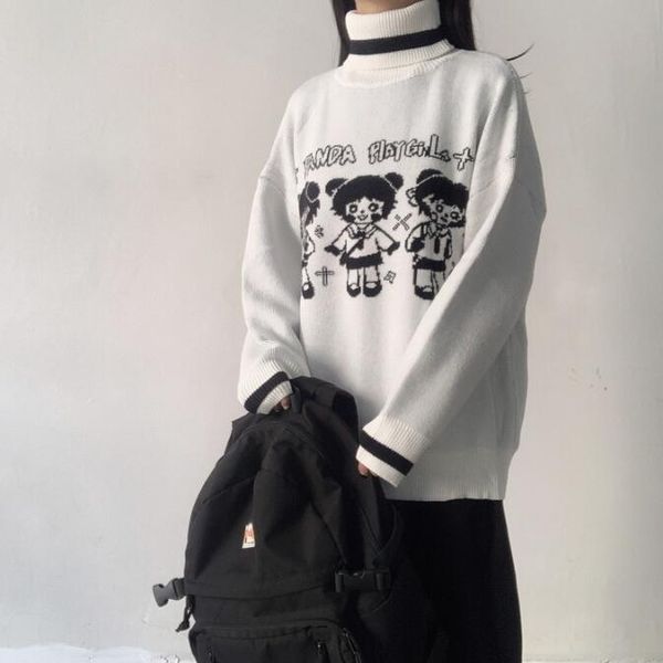 woherb cartoon girl sweater female korean harajuku women pullover japanese kawaii cute ulzzang clothing female sweet jumper lj201127, White;black
woherb cartoon girl sweater female korean harajuku women pullover japanese kawaii cute ulzzang clothing female sweet jumper lj201127, White;black