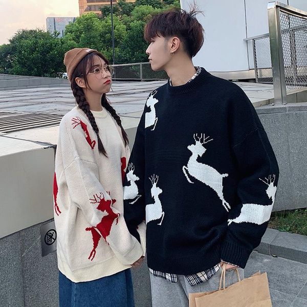 elk sweater men's hip hop streetwear men clothing pullover o-neck fashion casual couple sweaters winter warm clothes, White;black
elk sweater men's hip hop streetwear men clothing pullover o-neck fashion casual couple sweaters winter warm clothes, White;black