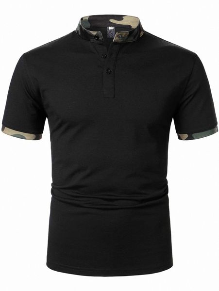 men camo print polo shirt 42yb#, White;black
men camo print polo shirt 42yb#, White;black