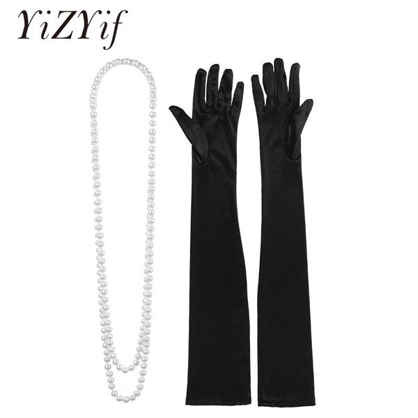 classic black stretch satin finger long gloves women flapper gloves+layers necklace for ladies cosplay 1920s accessories, Blue;gray
classic black stretch satin finger long gloves women flapper gloves+layers necklace for ladies cosplay 1920s accessories, Blue;gray