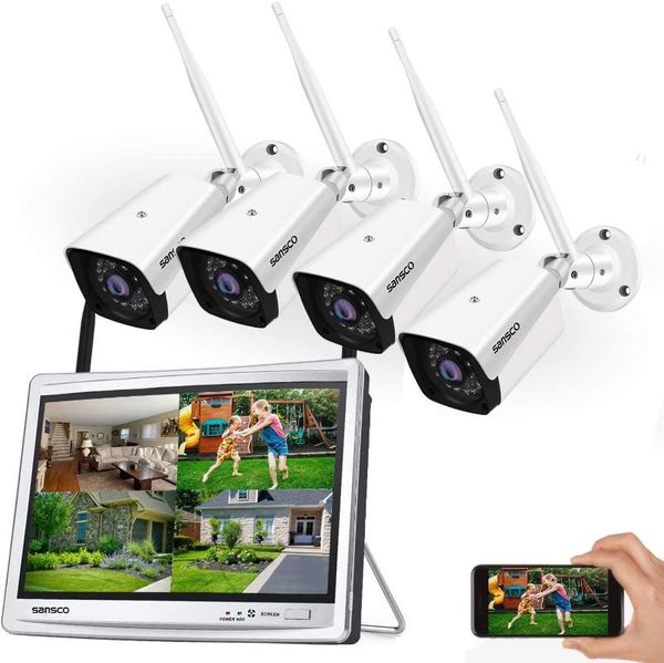 sansco 8ch wireless cctv security system kit 1080p with 12 inches hd monitor outdoor 2mp wifi surveillance cameras night vision
sansco 8ch wireless cctv security system kit 1080p with 12 inches hd monitor outdoor 2mp wifi surveillance cameras night vision