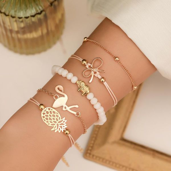 european and american fashion pineapple flamingo three-piece bracelet female personality elephant bow ceramic beaded jewelry, Black
european and american fashion pineapple flamingo three-piece bracelet female personality elephant bow ceramic beaded jewelry, Black