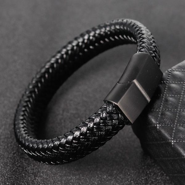 charm bracelets fashion genuine leather braid bracelet punk stainless steel bangle magnetic clasp black rope chain for men jewelry, Golden;silver
charm bracelets fashion genuine leather braid bracelet punk stainless steel bangle magnetic clasp black rope chain for men jewelry, Golden;silver