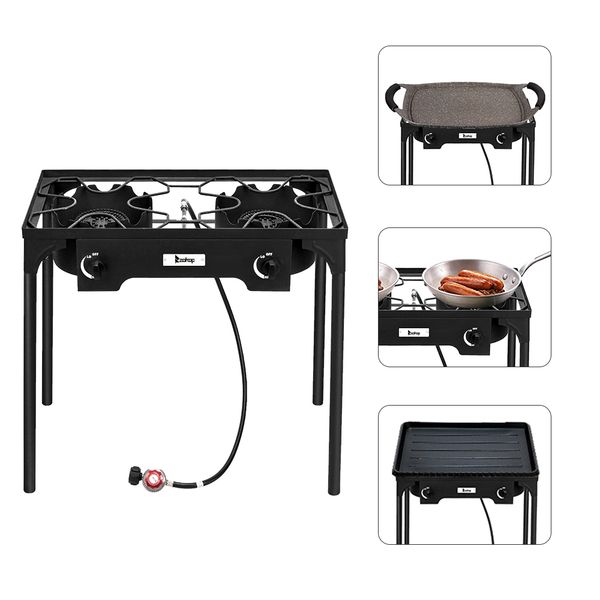 outdoor stove 2-burner high pressure propane gas camp stove with detachable legs perfect for camping patio