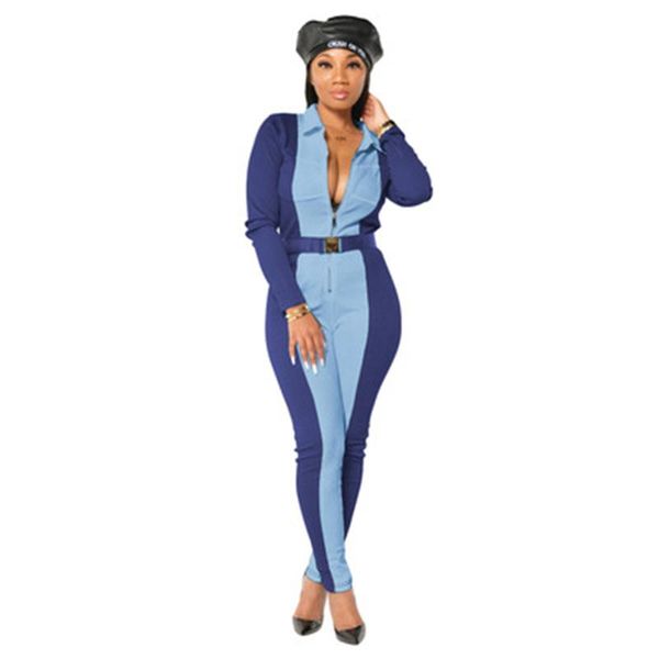 ladies high waist skinny jumpsuits fashion trend zipper long sleeve trousers women rompers designer autumn female new casual slim rompers, Black;white 
ladies high waist skinny jumpsuits fashion trend zipper long sleeve trousers women rompers designer autumn female new casual slim rompers, Black;white