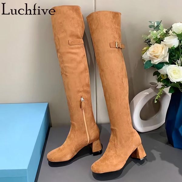 boots buckle belt over the knee stretch fabric shoes woman chunky heels femme elastic brown women's, Black
boots buckle belt over the knee stretch fabric shoes woman chunky heels femme elastic brown women's, Black