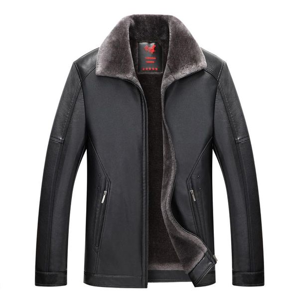 men's fur & faux boutique leather jacket middle aged and old people's leisure comfortable fit, plush thickened warm coat for men, Black
men's fur & faux boutique leather jacket middle aged and old people's leisure comfortable fit, plush thickened warm coat for men, Black