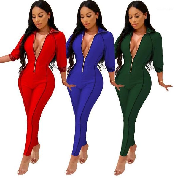 women's simple line style fashion jumpsuit zipper closure lapel slim fitting bodycon rompers casual outfits for spring autumn1, Black;white
women's simple line style fashion jumpsuit zipper closure lapel slim fitting bodycon rompers casual outfits for spring autumn1, Black;white