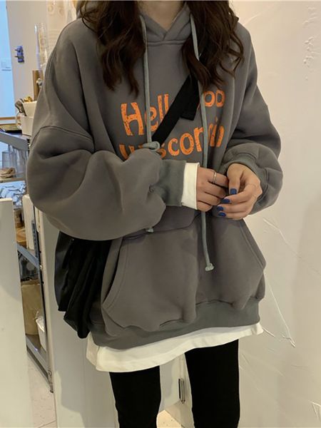 women's 2021 hooded sweater autumn and new fashion plus velvet quilted female jacket loose lazy upper-tide style yszj, Black
women's 2021 hooded sweater autumn and new fashion plus velvet quilted female jacket loose lazy upper-tide style yszj, Black