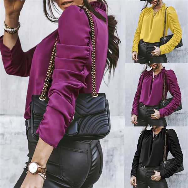 blouses solid color loose ruched long sleeve stand collar shirts fashion spring women pullover plus size womens, White
blouses solid color loose ruched long sleeve stand collar shirts fashion spring women pullover plus size womens, White