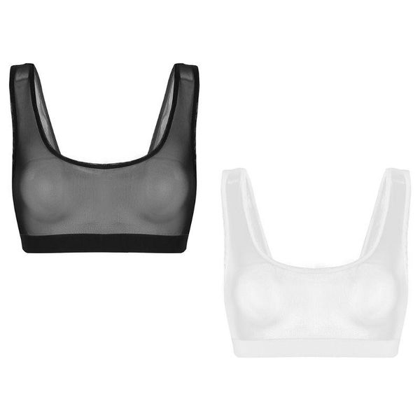 women's tanks & camis women lingerie bra crop sheer mesh see-through sleeveless vest bralette, White
women's tanks & camis women lingerie bra crop sheer mesh see-through sleeveless vest bralette, White