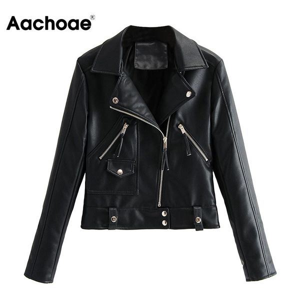 aachoae chic solid pu leather jacket women long sleeve streetwear short lady lapel neck stylish office wear coat outerwear, Black
aachoae chic solid pu leather jacket women long sleeve streetwear short lady lapel neck stylish office wear coat outerwear, Black
