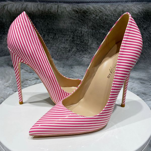 fashion women pumps pink stripe patent leather point toe high heels thin heel 12cm 10cm 8cm stiletto heel, Black
fashion women pumps pink stripe patent leather point toe high heels thin heel 12cm 10cm 8cm stiletto heel, Black