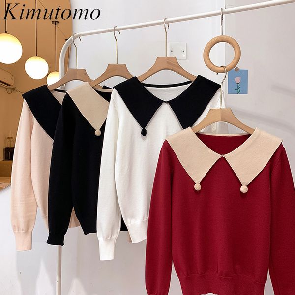 kimutomo women knitted sweater spring autumn 2021 korea chic female turn-down collar solid long sleeve pullovers fashion h1211, White;black
kimutomo women knitted sweater spring autumn 2021 korea chic female turn-down collar solid long sleeve pullovers fashion h1211, White;black