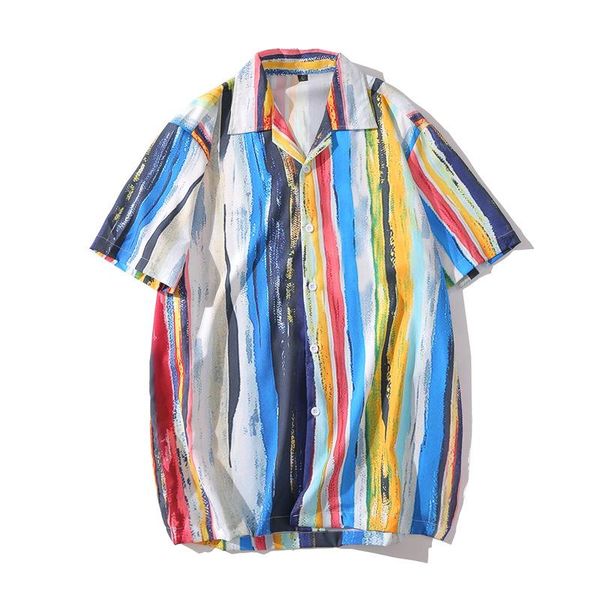 2021 summer men's vintage hand painted striped shirt man hip hop streetwear hawaiian harajuku male short sleeve beach shirts, White;black
2021 summer men's vintage hand painted striped shirt man hip hop streetwear hawaiian harajuku male short sleeve beach shirts, White;black